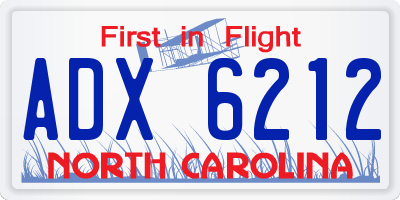 NC license plate ADX6212