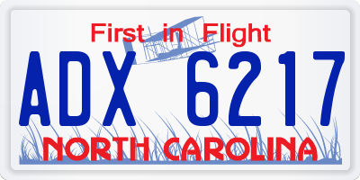 NC license plate ADX6217