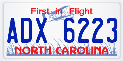 NC license plate ADX6223