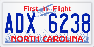 NC license plate ADX6238