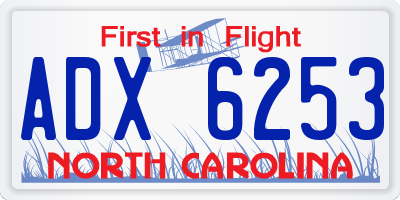 NC license plate ADX6253
