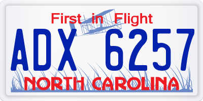 NC license plate ADX6257