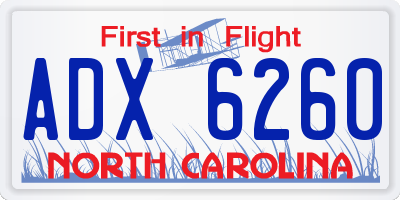 NC license plate ADX6260