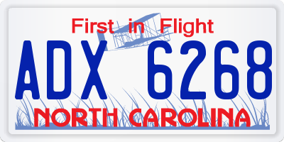 NC license plate ADX6268