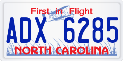 NC license plate ADX6285