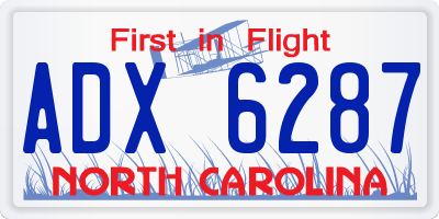 NC license plate ADX6287