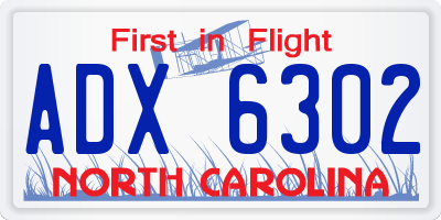 NC license plate ADX6302