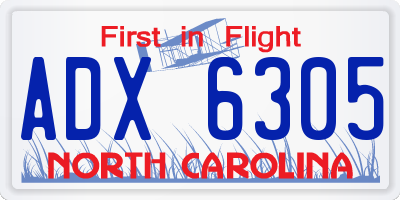 NC license plate ADX6305
