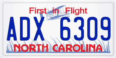 NC license plate ADX6309