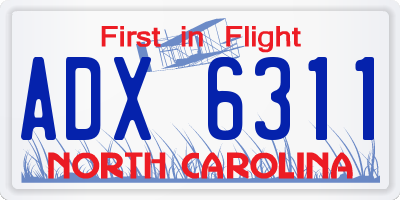 NC license plate ADX6311