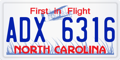NC license plate ADX6316