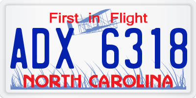 NC license plate ADX6318
