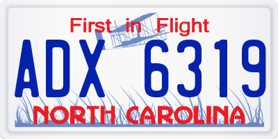 NC license plate ADX6319
