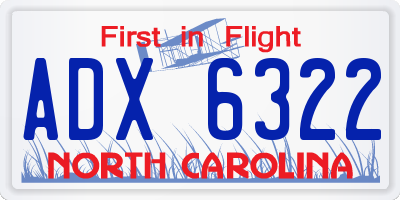 NC license plate ADX6322