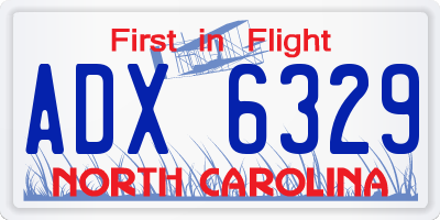 NC license plate ADX6329