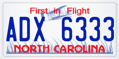 NC license plate ADX6333