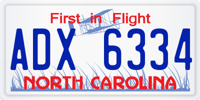 NC license plate ADX6334