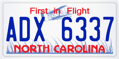 NC license plate ADX6337