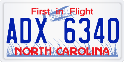 NC license plate ADX6340