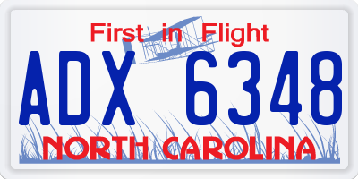 NC license plate ADX6348