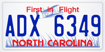 NC license plate ADX6349