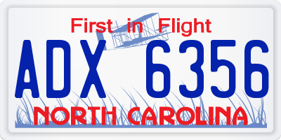 NC license plate ADX6356