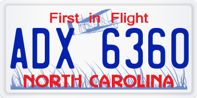 NC license plate ADX6360