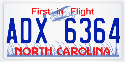 NC license plate ADX6364