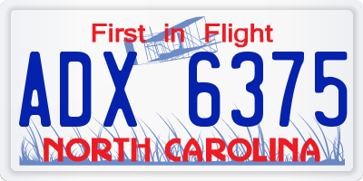 NC license plate ADX6375