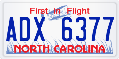 NC license plate ADX6377