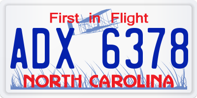 NC license plate ADX6378