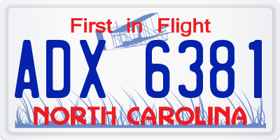 NC license plate ADX6381