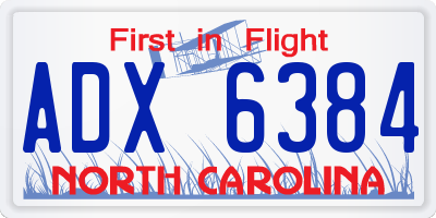 NC license plate ADX6384