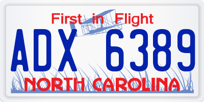NC license plate ADX6389
