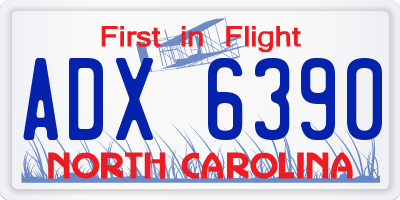 NC license plate ADX6390