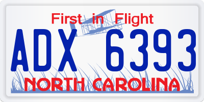 NC license plate ADX6393