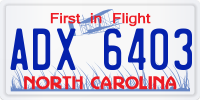 NC license plate ADX6403
