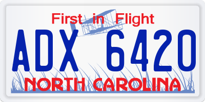 NC license plate ADX6420