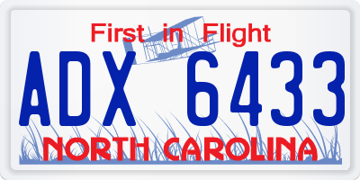 NC license plate ADX6433