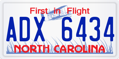 NC license plate ADX6434