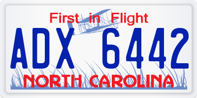 NC license plate ADX6442