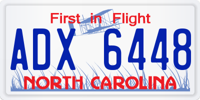 NC license plate ADX6448