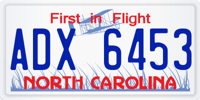 NC license plate ADX6453