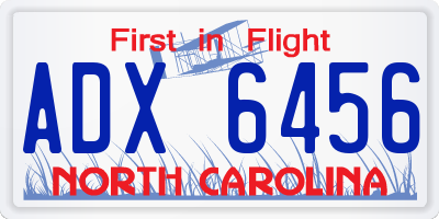 NC license plate ADX6456
