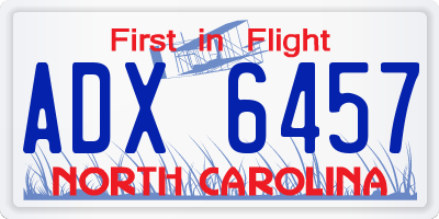 NC license plate ADX6457