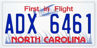 NC license plate ADX6461
