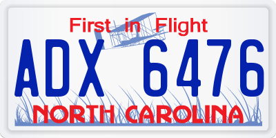 NC license plate ADX6476
