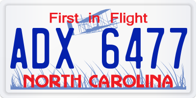 NC license plate ADX6477