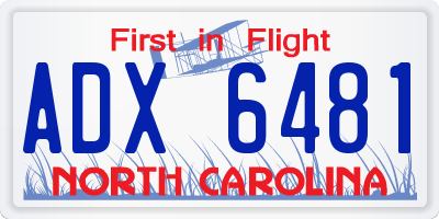 NC license plate ADX6481