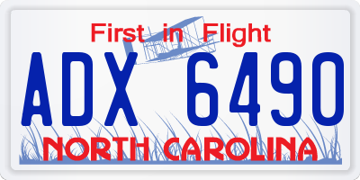 NC license plate ADX6490